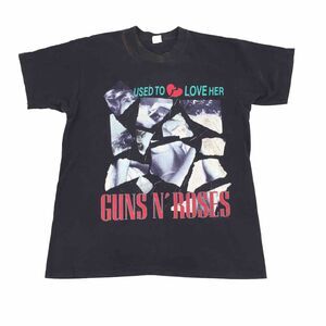 VTG 1989 Guns n Roses Used to Love Her Band T-Shirt Large Black Single Stitch L